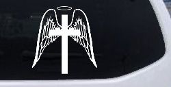 Angel Wings Cross Halo Christian Car or Truck Window Decal Sticker