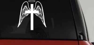 Angel Wings Cross Halo Decal for Car Truck Window Christian Sticker