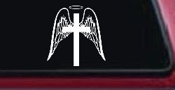 Angel Wings Cross Halo Christian Car or Truck Window Decal Sticker