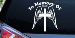 Angel Wings Cross Halo In Memory Christian Car or Truck Window Decal Sticker
