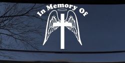 Angel Wings Cross Halo In Memory Christian Car or Truck Window Decal Sticker