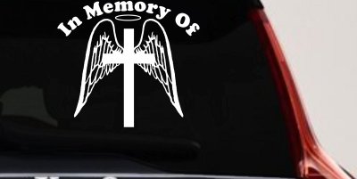 Angel Wings Cross Halo In Memory Car Truck Window Vinyl Decal Sticker