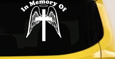 Angel Wings Cross Halo In Memory Car Truck Window Vinyl Decal Sticker