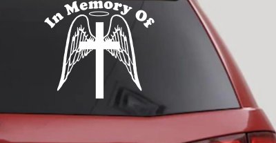 Angel Wings Cross Halo In Memory Car Truck Window Vinyl Decal Sticker