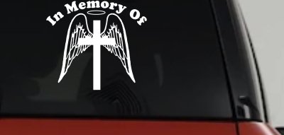 Angel Wings Cross Halo In Memory Car Truck Window Vinyl Decal Sticker