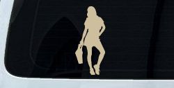 Girl Woman Shopping Decal for Car or Truck Window Vinyl Sticker (Desert Sand)