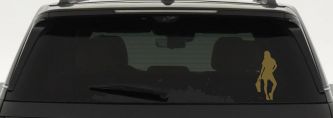 Girl Woman Shopping Car or Truck Window Decal Sticker (Gold)