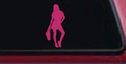 Girl Woman Shopping Car or Truck Window Decal Sticker (Hot Pink)