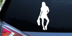 Girl Woman Shopping Car or Truck Window Decal Sticker