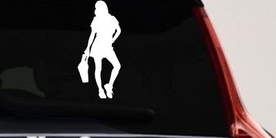 Girl Woman Shopping Decal for Car or Truck Window Vinyl Sticker
