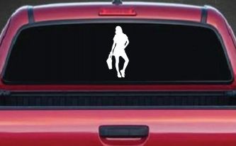 Girl Woman Shopping Car or Truck Window Decal Sticker