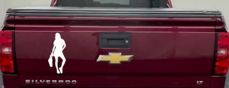 Girl Woman Shopping Car or Truck Window Decal Sticker (White)