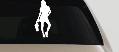 Girl Woman Shopping Decal for Car or Truck Window Vinyl Sticker
