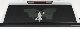 Happy Jumping Girl Woman Shopping Car or Truck Window Decal Sticker (Light Gray)