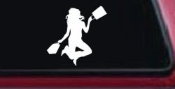 Happy Jumping Girl Woman Shopping Car or Truck Window Decal Sticker