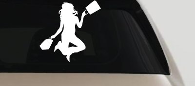 Happy Jumping Girl Decal for Car or Truck Window - Fun Vinyl Sticker