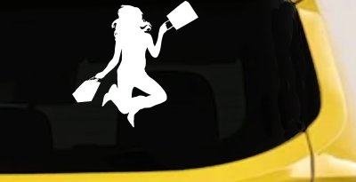 Happy Jumping Girl Decal for Car or Truck Window - Fun Vinyl Sticker