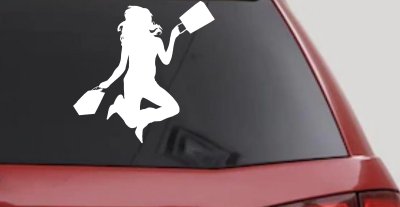 Happy Jumping Girl Decal for Car or Truck Window - Fun Vinyl Sticker