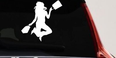 Happy Jumping Girl Decal for Car or Truck Window - Fun Vinyl Sticker