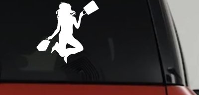 Happy Jumping Girl Decal for Car or Truck Window - Fun Vinyl Sticker