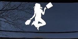 Happy Jumping Girl Woman Shopping Car or Truck Window Decal Sticker