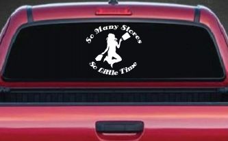 So Many Stores So Little Time Shopping Mom Women Girl Car or Truck Window Decal Sticker