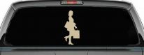 Girl Woman Shopping Car or Truck Window Decal Sticker (Desert Sand)