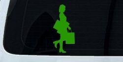 Girl Woman Shopping Car or Truck Window Decal Sticker (Lime)
