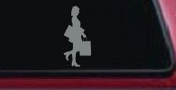 Girl Woman Shopping Car Truck Window Vinyl Decal Fun Sticker (Telegrey)