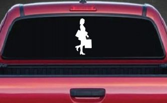 Girl Woman Shopping Car or Truck Window Decal Sticker