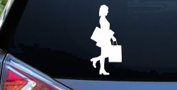 Girl Woman Shopping Car or Truck Window Decal Sticker