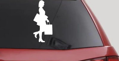 Girl Woman Shopping Car Truck Window Vinyl Decal Fun Sticker