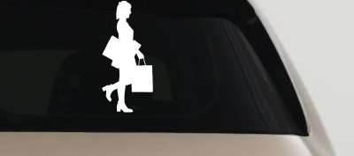 Girl Woman Shopping Car Truck Window Vinyl Decal Fun Sticker