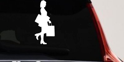 Girl Woman Shopping Car Truck Window Vinyl Decal Fun Sticker