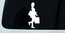 Girl Woman Shopping Car or Truck Window Decal Sticker