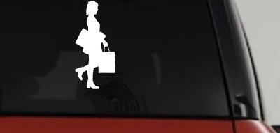 Girl Woman Shopping Car Truck Window Vinyl Decal Fun Sticker