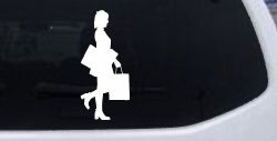 Girl Woman Shopping Car or Truck Window Decal Sticker
