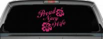 Proud Navy Wife Hibiscus Flowers Military Car or Truck Window Decal Sticker (Hot Pink)