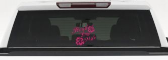 Proud Army Wife Hibiscus Decal for Car Truck Window Military Vinyl Sticker (Hot Pink)