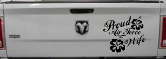 Proud Air Force Wife Hibiscus Decal for Car Truck Windows (Black)