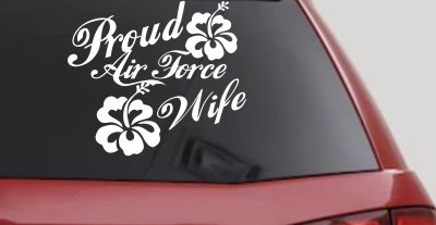 Proud Air Force Wife Hibiscus Decal for Car Truck Windows