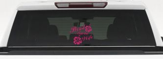 Proud Marine Wife Hibiscus Decal - Car Truck Window Vinyl Sticker (Hot Pink)