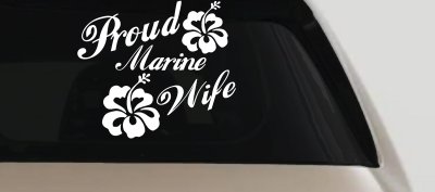 Proud Marine Wife Hibiscus Decal - Car Truck Window Vinyl Sticker