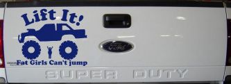 Lift It Fat Girls Can't Jump Truck Funny Off Road Car or Truck Window Decal Sticker (Navy)