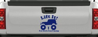 Lift It Fat Girls Cant Jump Jeep Off Road Funny Car or Truck Window Decal Sticker (Navy)