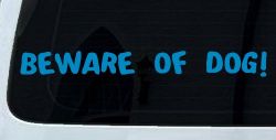 Beware Of Dog Car or Truck Window Decal Sticker (Blue)