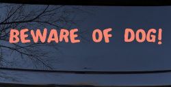 Beware Of Dog Decal for Car Truck Window Vinyl Sticker (Coral)
