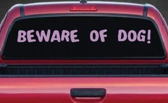 Beware Of Dog Car or Truck Window Decal Sticker (Lilac)