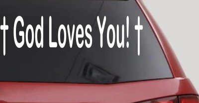 God Loves You Crosses Decal Christian Car Truck Window Sticker