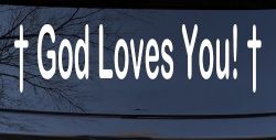 God Loves You with Crosses Christian Car or Truck Window Decal Sticker